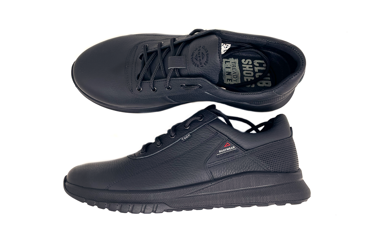Чоловічі весняні - осінні шкіряні кросівки Clubshoes чорний Volles