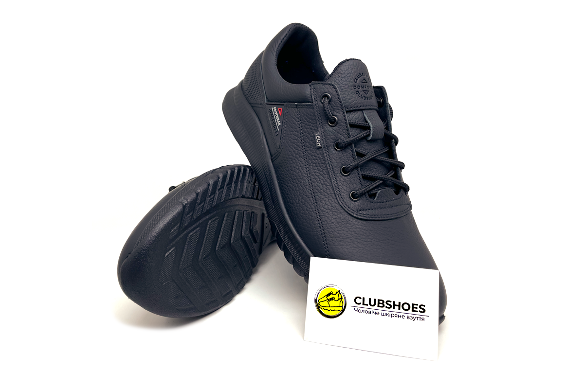Чоловічі весняні - осінні шкіряні кросівки Clubshoes чорний Volles