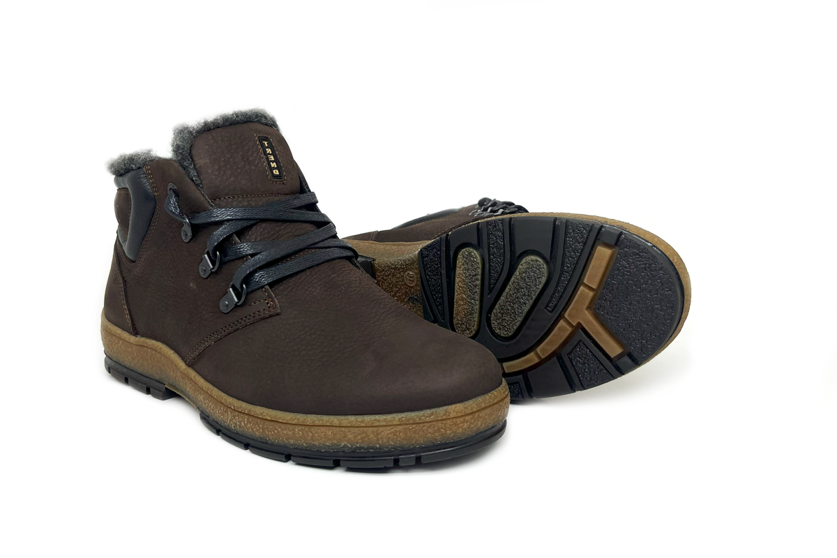 Чоловічі  зимові черевики з нубуку Clubshoes коричневі Coolzen