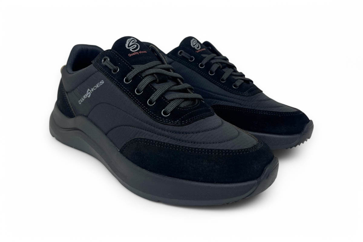 Чоловічі шкіряні кросівки Clubshoes чорні Fluff