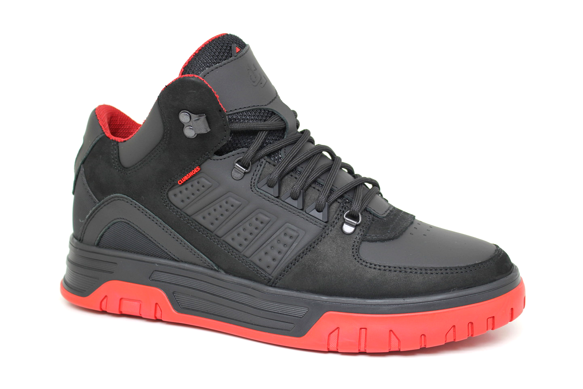 Чоловічі зимові шкіряні черевики Clubshoes чорно-червоні Blaze