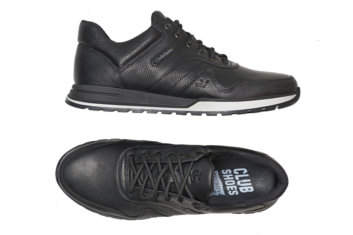 Чоловічі весняні - осінні шкіряні кросівки Clubshoes чорний Rossi