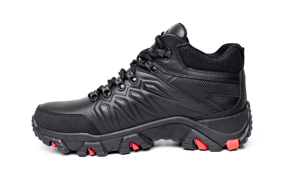 Чоловічі зимові шкіряні черевики Clubshoes чорно - червоний Shox