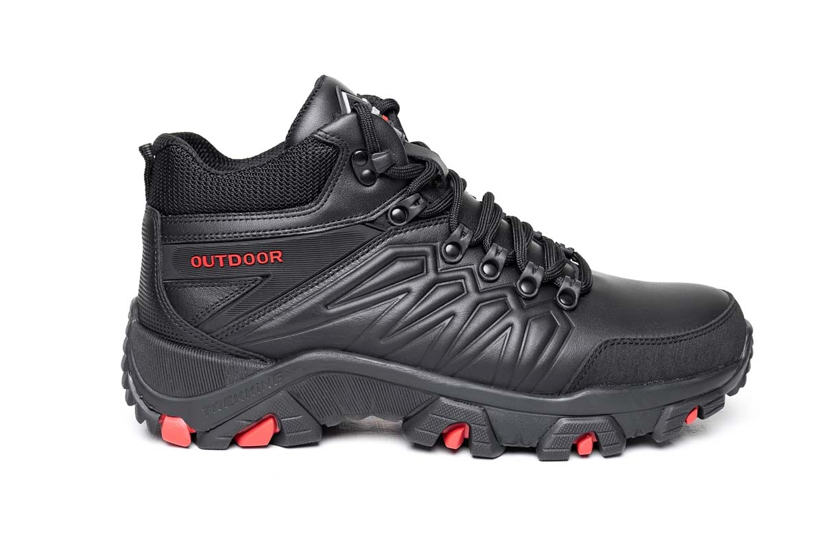 Чоловічі зимові шкіряні черевики Clubshoes чорно - червоний Shox
