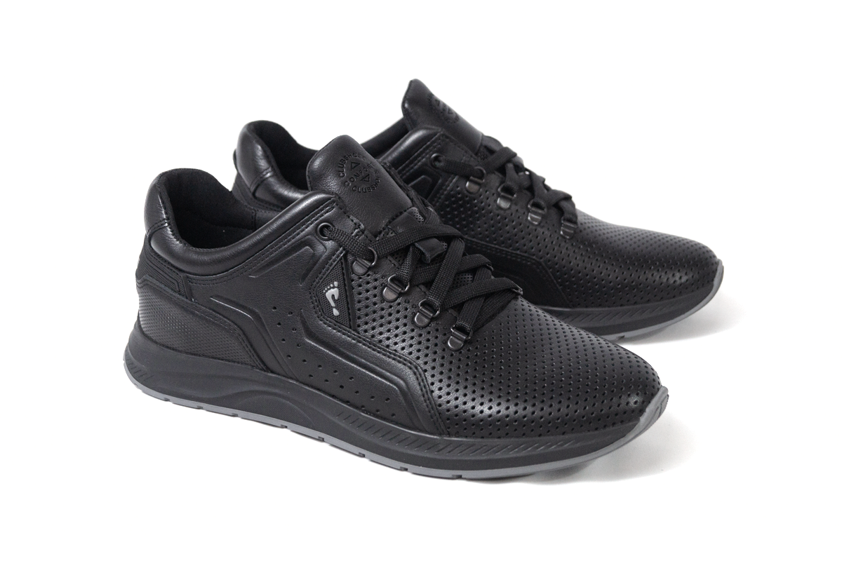 Чоловічі весняні - осінні шкіряні кроссівки Clubshoes чорний Turin Light
