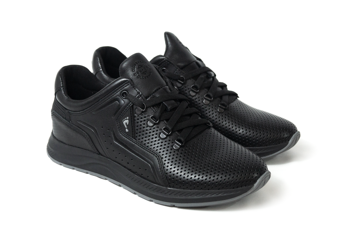 Чоловічі весняні - осінні шкіряні кроссівки Clubshoes чорний Turin Light