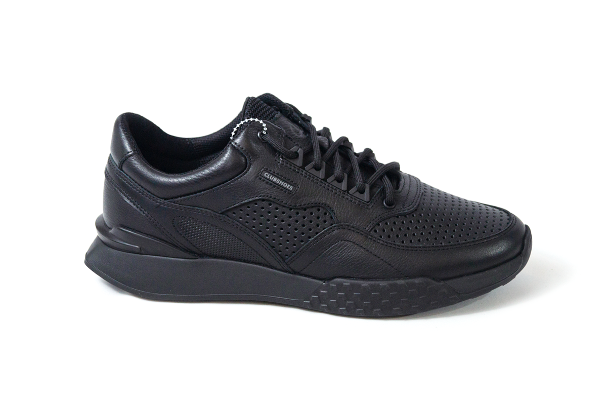 Чоловічі весняні шкіряні кроссівки чорні Clubshoes Roxy Light