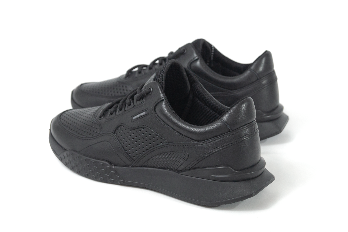 Чоловічі весняні шкіряні кроссівки чорні Clubshoes Roxy Light
