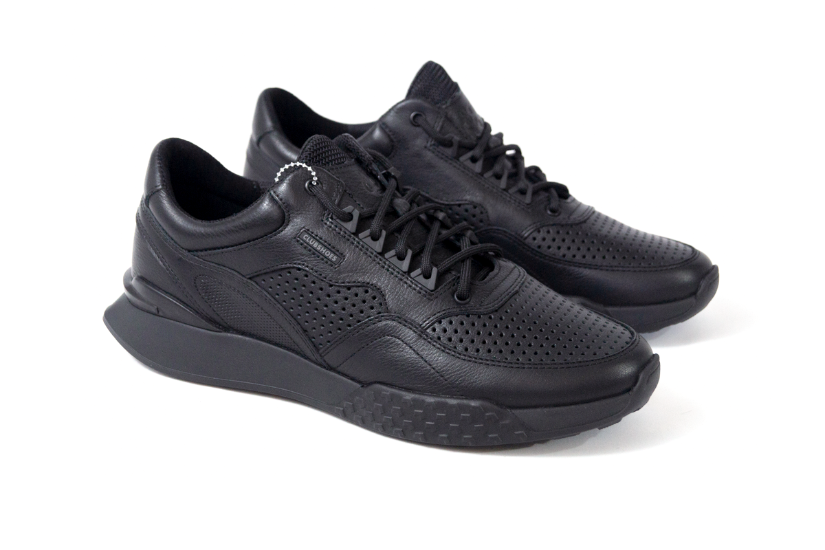 Чоловічі весняні шкіряні кроссівки чорні Clubshoes Roxy Light