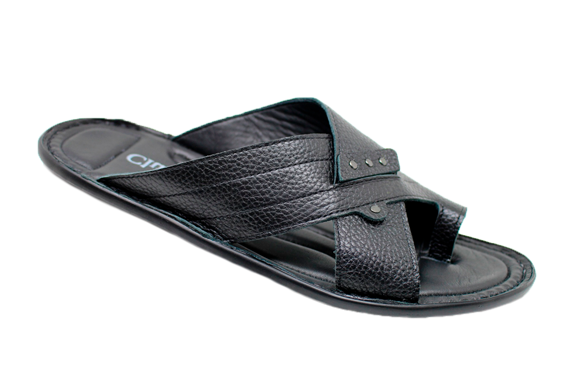 Літні шкіряні чоловічі шльопанці Clubshoes чорні Elevate
