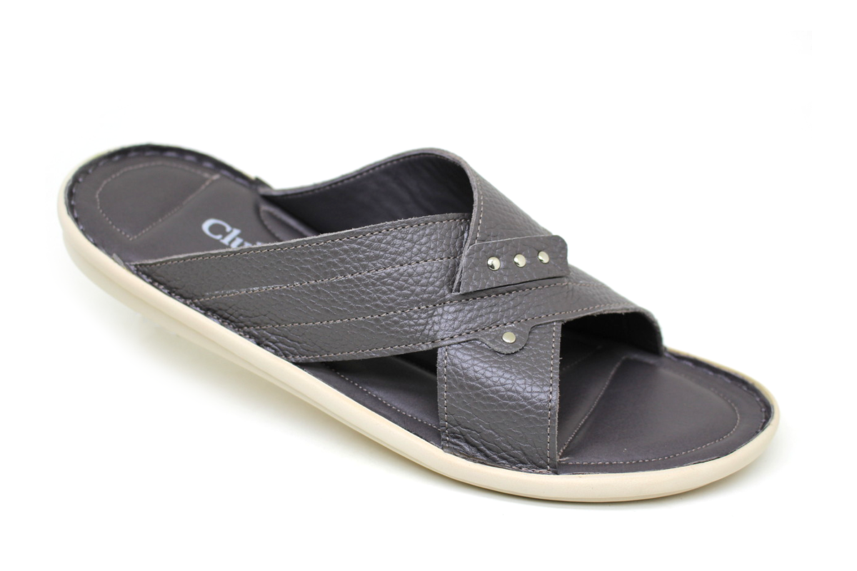 Літні шкіряні чоловічі шльопанці Clubshoes сірі Elevate